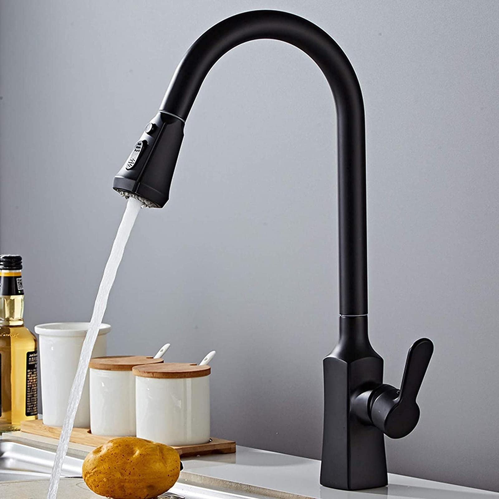 Robinet de cuisine extractible monotrou pour simplifier l'évier