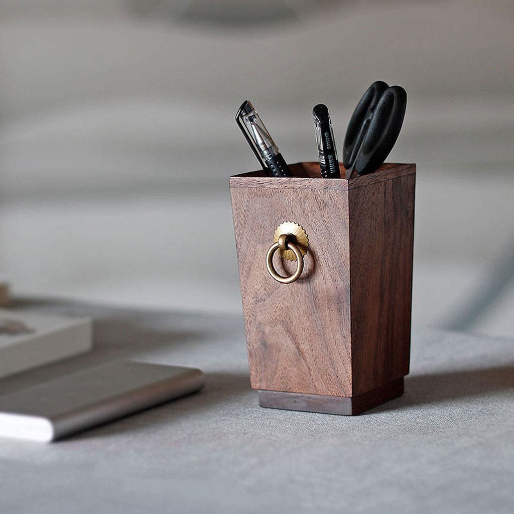Portapenne Multifunzionale in Legno retrò Grande Inserimento Penna Ufficio Forniture di cancelleria semplici Secchio portaoggetti da Tavolo
