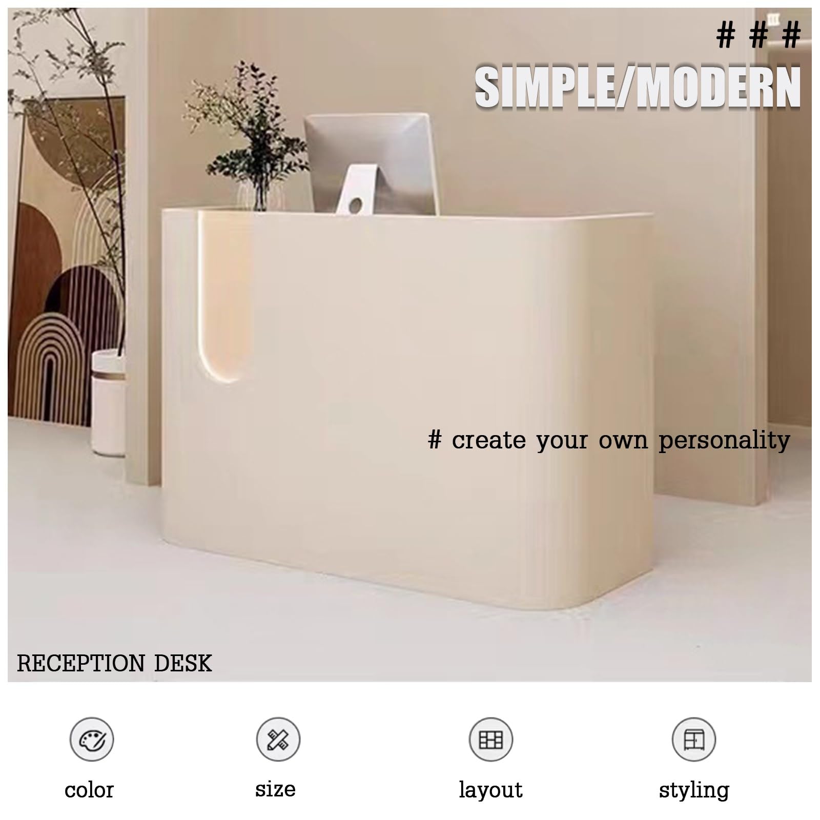 Bureau de réception élégant et moderne – Bureau de secrétaire debout élégant pour salons, bars et comptoirs – Parfait pour les zones de réception et les espaces de bureau – Design compact