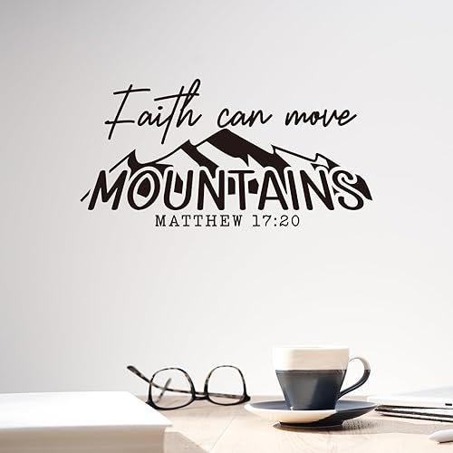 Miniatura 3 de Faith Can Move Mountains - Calcomanía de vinilo para pared, citas cristianas, refranes inspiradores, escritura a mano, decoración del hogar