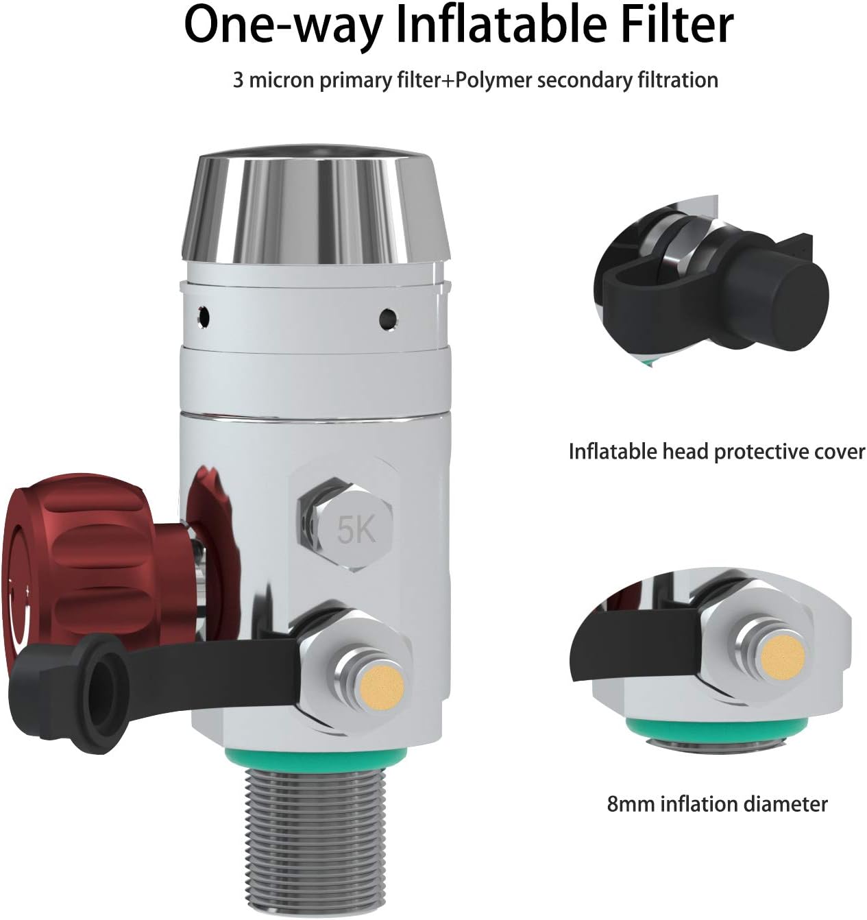 SMACO Scuba Regulators for Mini Scuba Tank Scuba Diving Valves with Silicone Mouthpiece and Pressure Gauge, Support 3000psi/200bar/20Mpa Air Pressure, Support Scuba Tank