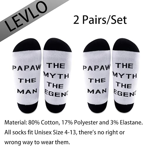 Miniatura 2 de LEVLO Regalos para el Día del Padre, calcetines de algodón Papaw The Man The Myth The Legend, regalo para el abuelo y papá