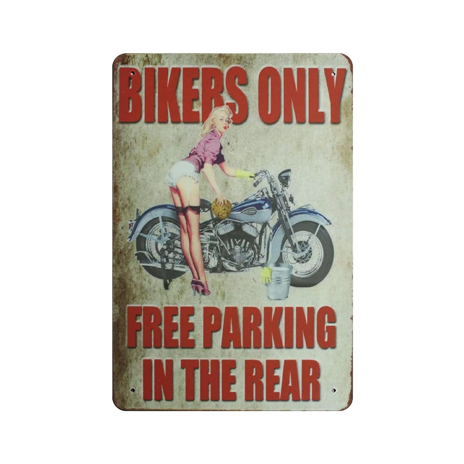 Metal Tin Sign Bikers Only Free Pin Up Girl Vintage Tin Poster Metal Sign Wall Decoration Country Kitchen Home Garage Decor 12"x8"