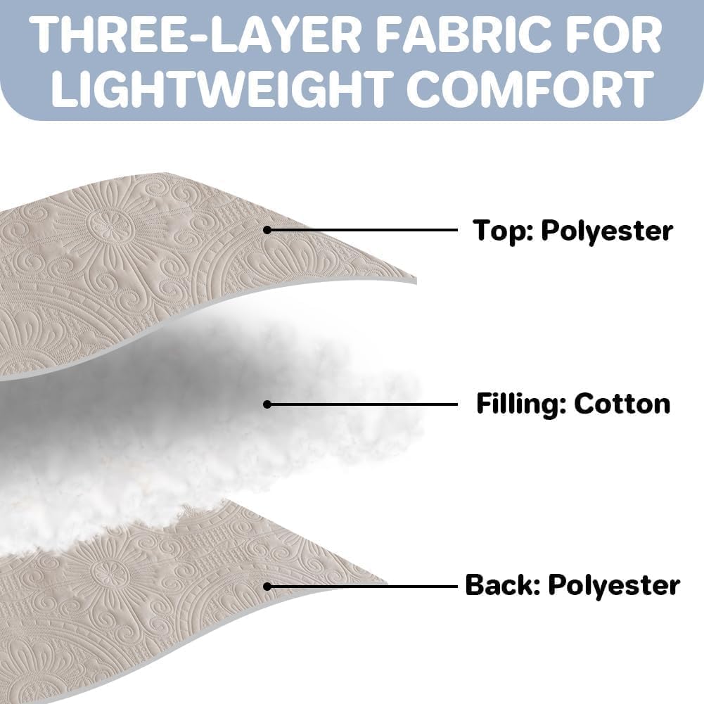 DUJUIKE Copriletto Matrimoniale, Piumone Trapunta Leggera, Coperta Da Letto Con Motivo A Girasole, Utilizzabile Come Copridivano, Lenzuolo, Adatta Per Letto E Divano (Crema, 220x240cm)