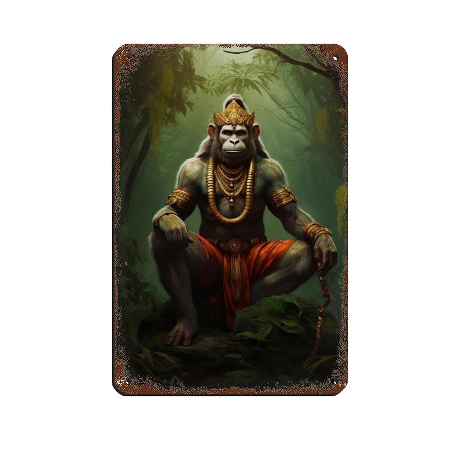Hanuman Art-Hindu Art (2) Tin Sign Vintage Metal Pub Club Cafe Bar Home Wall Art Decoration Poster Retro 8x12inch(20x30cm)
