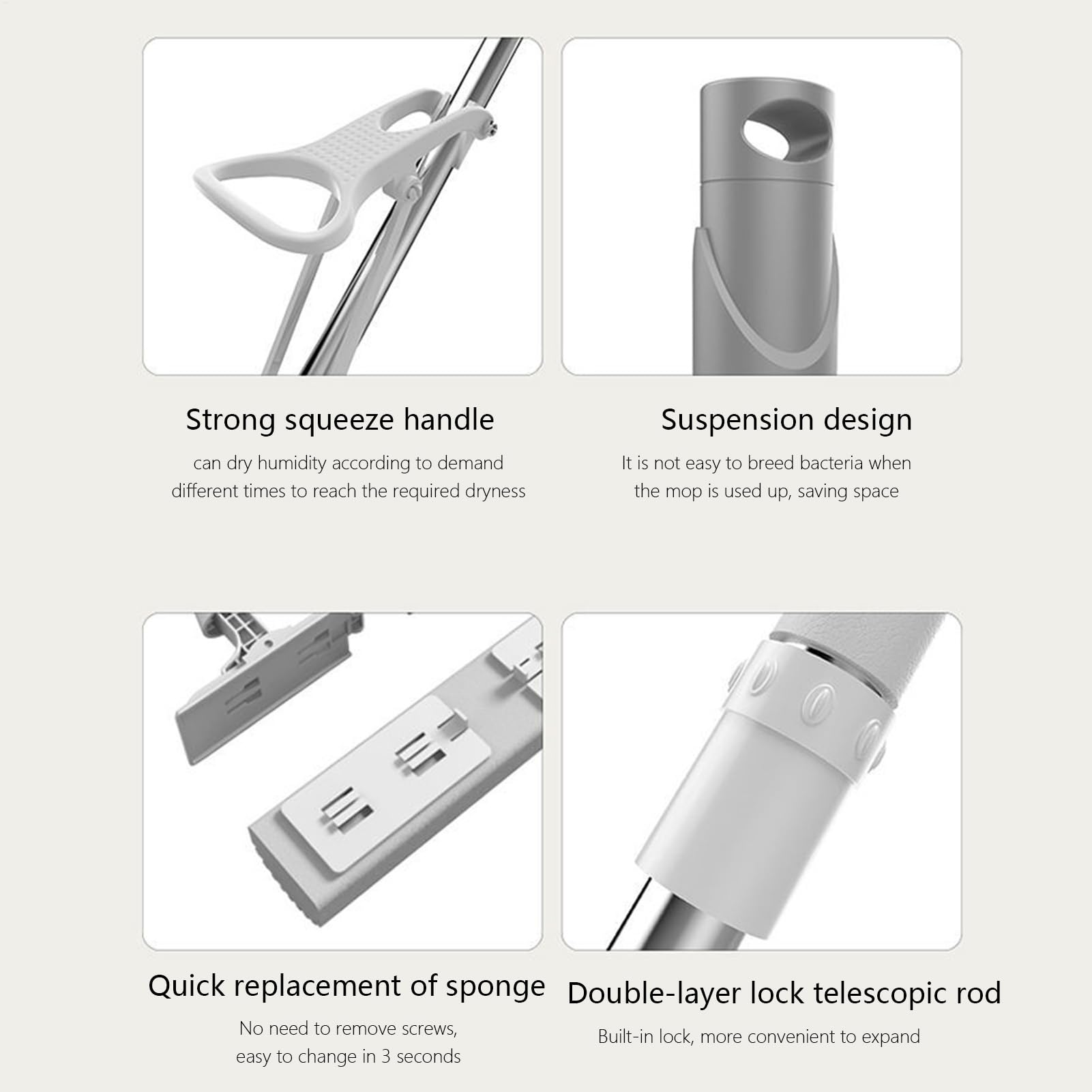 Mop | Imbottitura in microfibra per lavatrice | Self-Queeze Spugna Roller Mop | Lavaggio senza uso domestico - pieghevole per piastrelle, marmo, fiocchi di legno