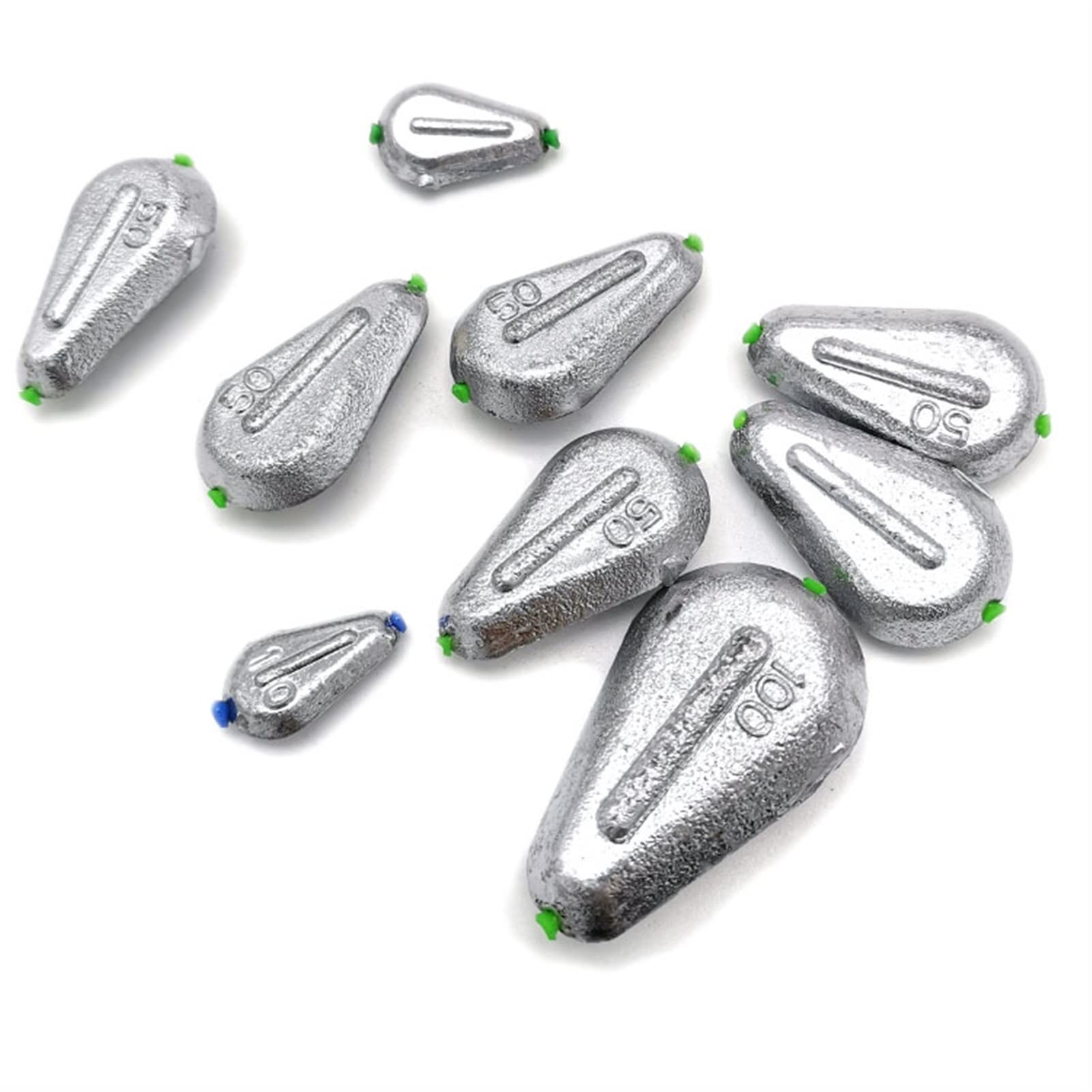 20 Piezas Pesos de Pesca en el mar Plomos de Pesca de Plomo con núcleo de plástico y báscula Pesas de Pesca con Forma de corazón de Pollo 10g 15g 20g 30g 40g 50g 80g 100g (Size : 100g)