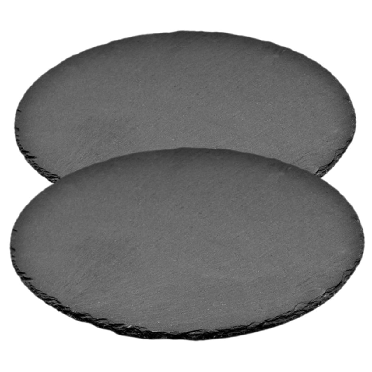 VALICLUD Bandeja Redonda para Servir Comida de Pizarra Natural Negra Resistentes 2 Piezas Platos Pequeños Ideales para Uso en Casa y Hotel
