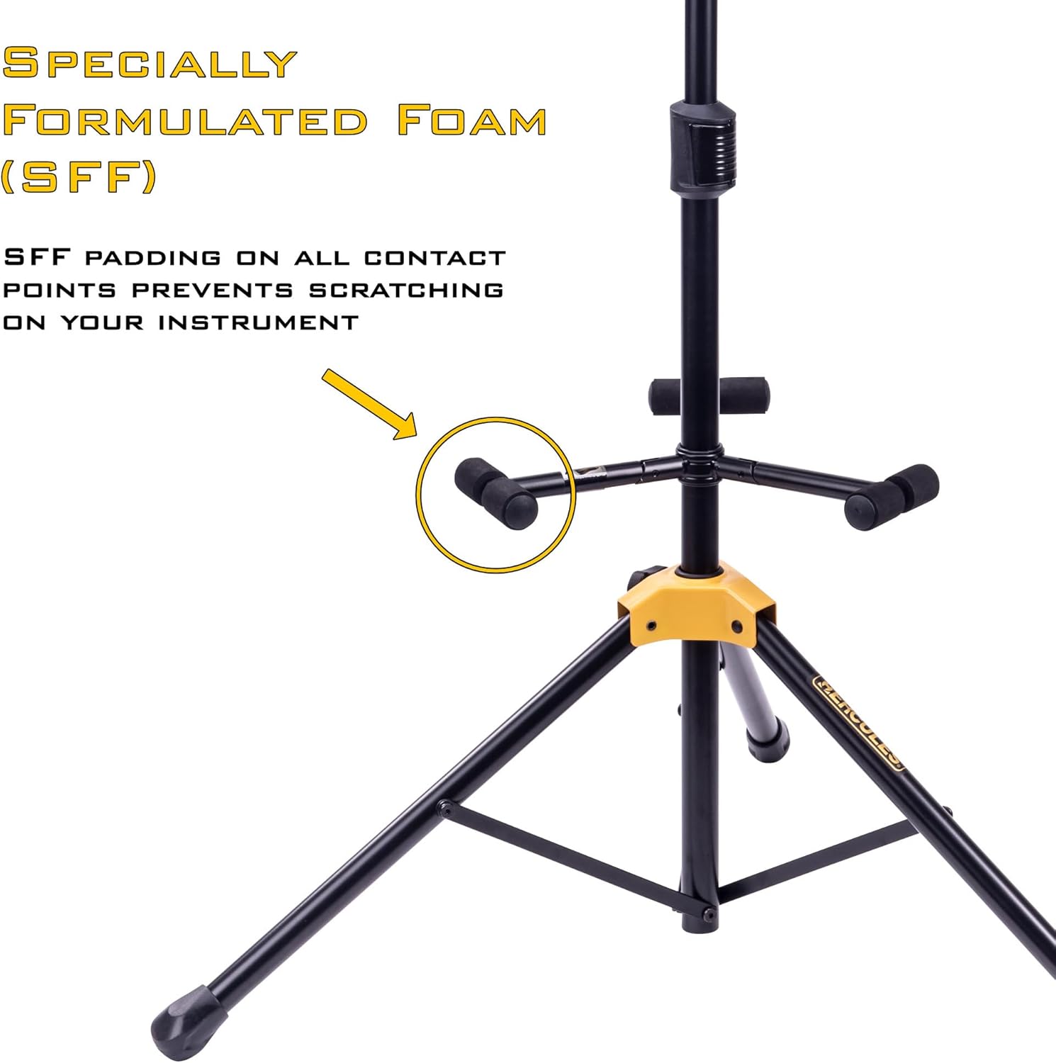 Lumintrail Hercules GS432B PLUS Triple Guitar Stand, Auto Grip System, Foldable Backrest, Fits Guitar Neck Sizes 1.57” - 2.05” with Hercules GSB001 Carrying Bag and a Cleaning Cloth