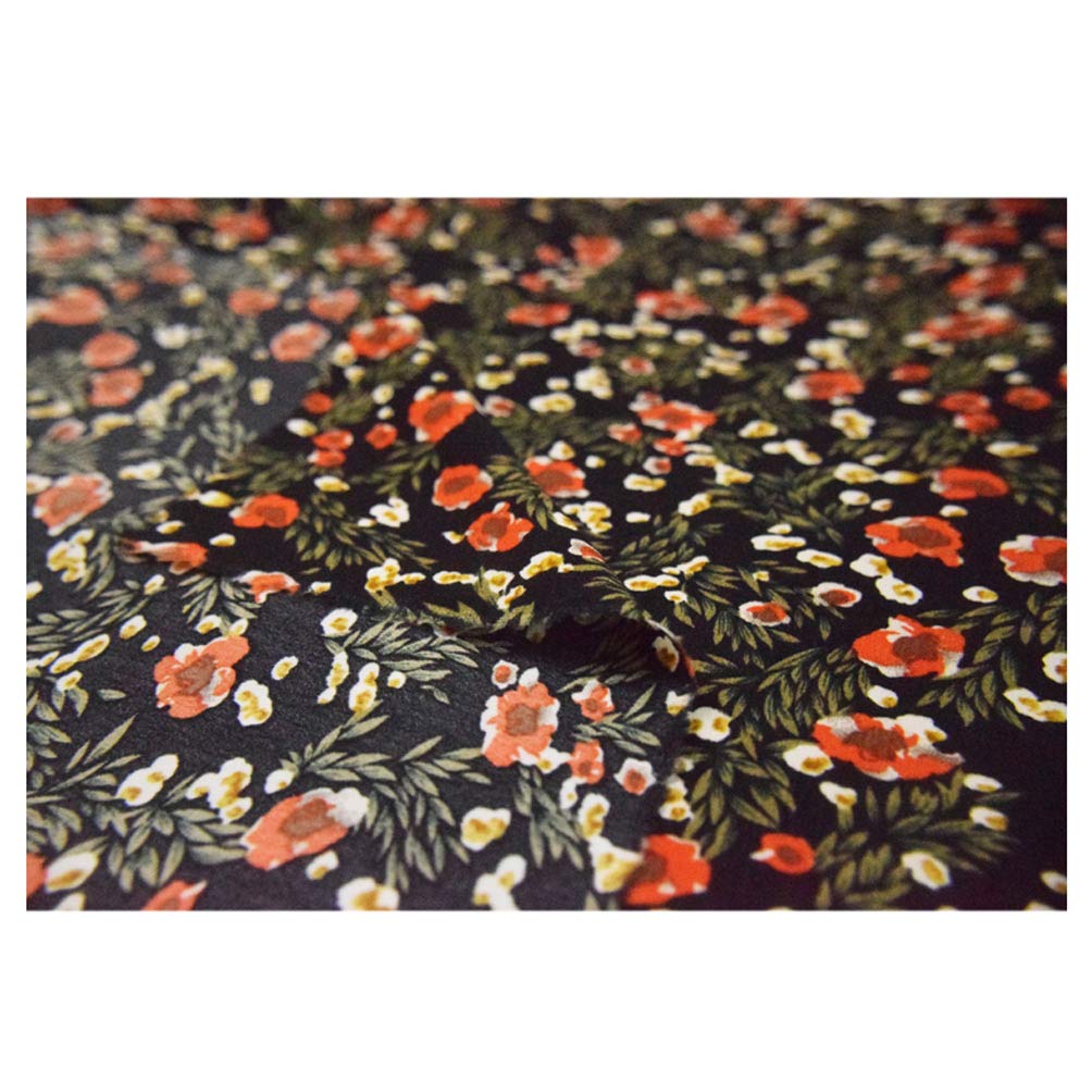 Diy Making Fabric Chiffon Fabric Czarny Nadruk Kwiatowy Chiffon Sukienka Tkanina 150Cm 59'' Szeroki Materiał Poliestrowy Do Szycia Rzemieślników, Spódnic, Koszul, Odzieży/2M