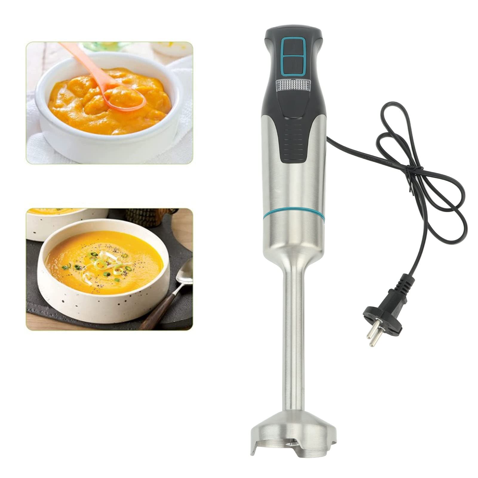 Frullatore a Immersione in Acciaio Inossidabile da 800 W Per Frutta, Alimenti Per Bambini, Zuppe Spina Europea