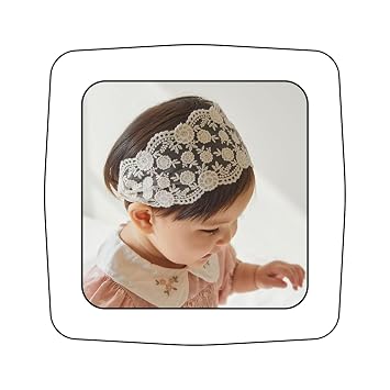 Baby Girls Lacy Bow Headband Soft Breathable Lace Hairband for Toddlers Infant Baptism Christening Beanie Cap Wide Turban Wedding Party Shower Gifts Style 2