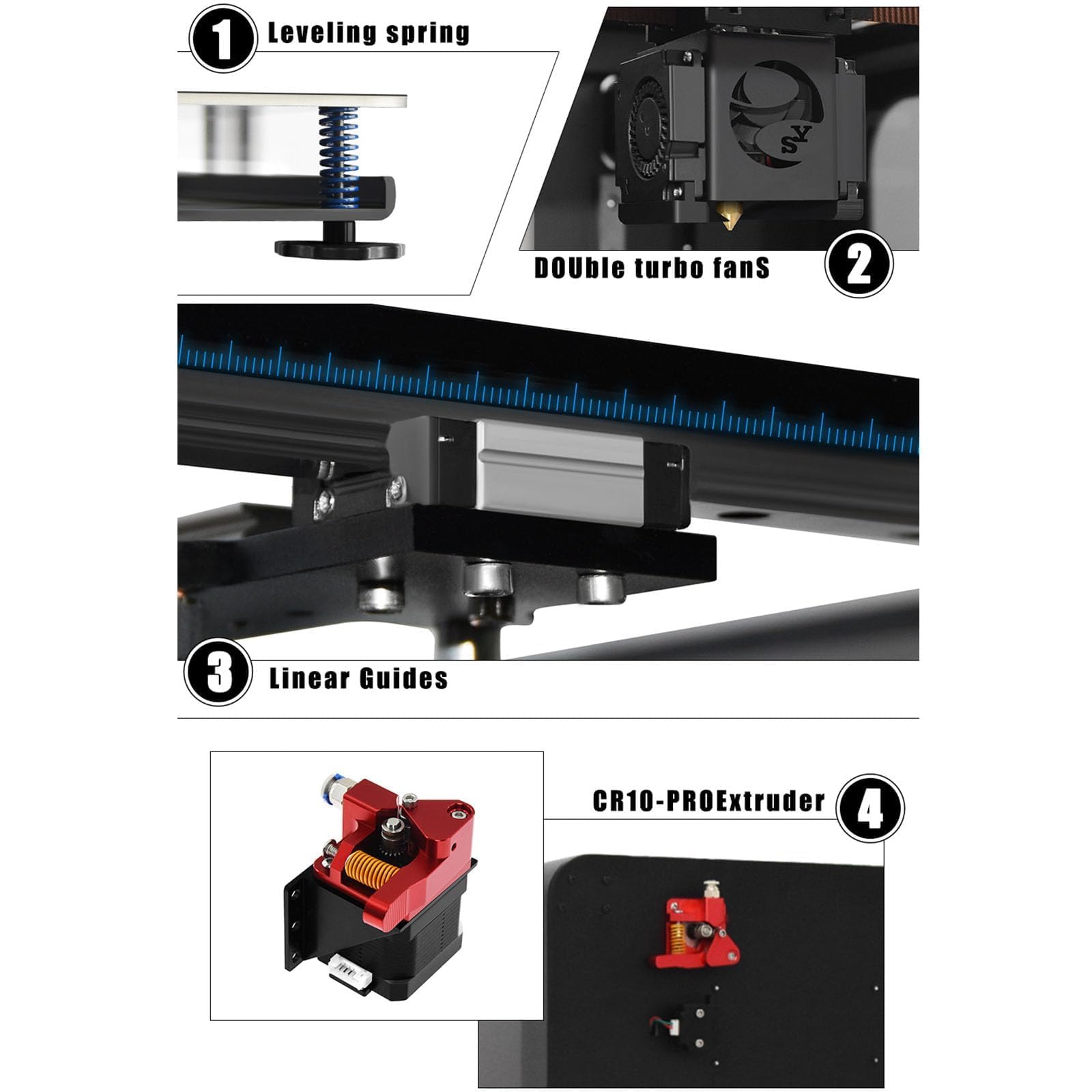 Stampante con livellamento 3D completamente automatico, sistema di stampanti 3D FDM chiuso, alta velocità 300 mm/s, con touch screen da 3,5 pollici, volume di stampa 220×200×200 mm