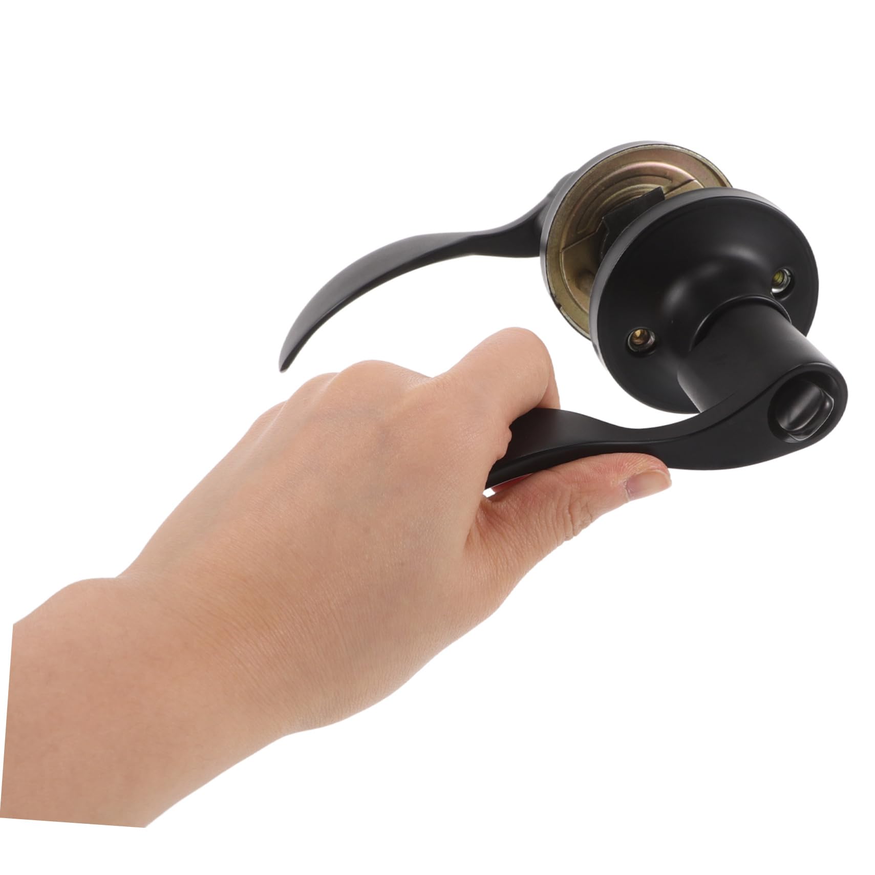 Mikikit Cerradura De Manija De Puerta Ondulada Con Llave Color Mate Negro Para Armario Baño y Dormitorio Herrajes Para Perilla De Puerta