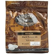 Baronet Coffee Dark Kenya AA Dark Roast 140 g, 18-Count Coffee Pods
