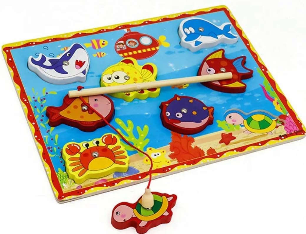 TOYARTSY Wooden Fishing Magnetic Toy Set - Fishing Game |Fishing Toy Game |Fishes Basic Educational Development Toy 1