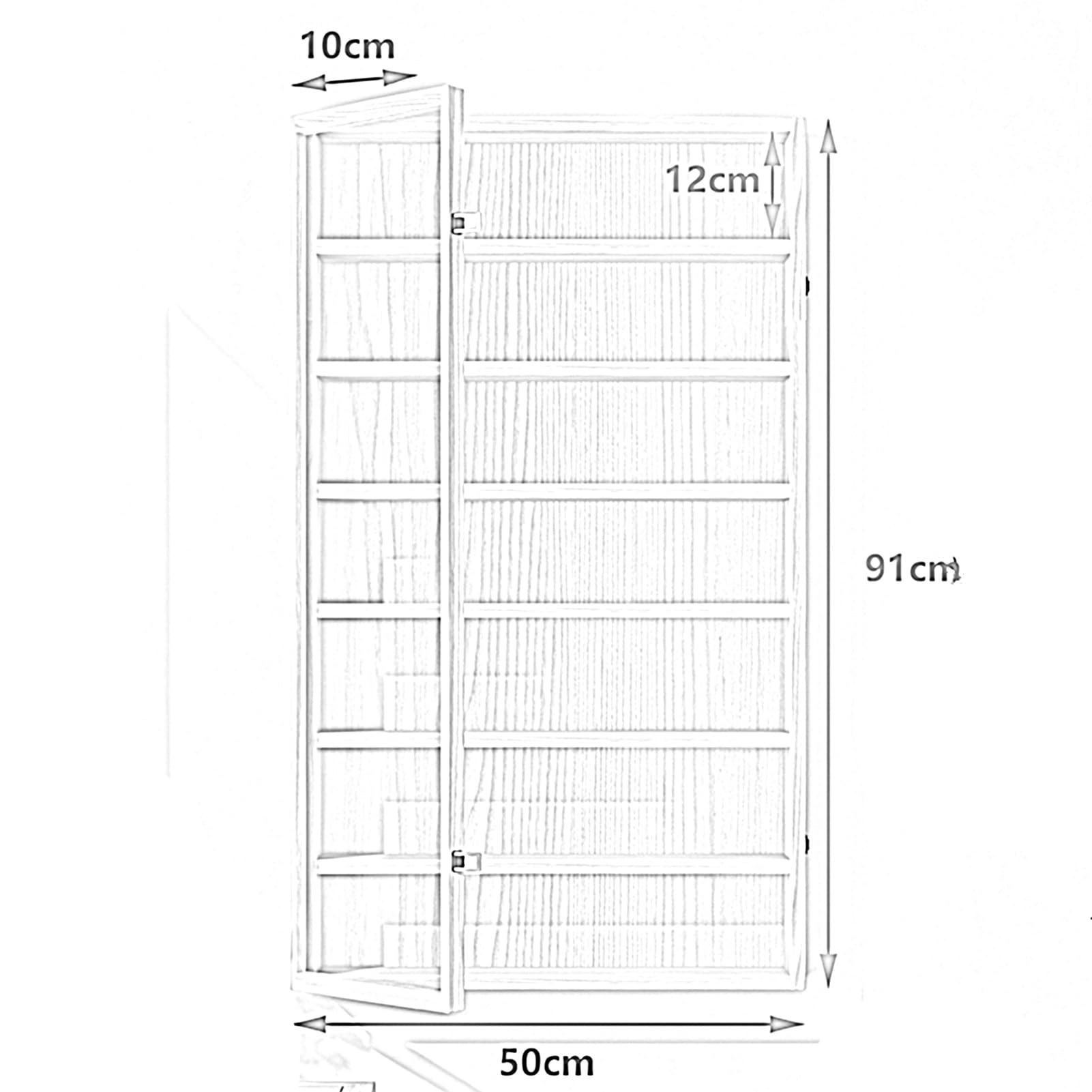 Vetrina in legno a 8 strati per oggetti da collezione, giocattoli e figure, mensola portaoggetti da parete per casa, soggiorno, camera da letto, ufficio e sala giochi (50 x 10 x 91 cm)