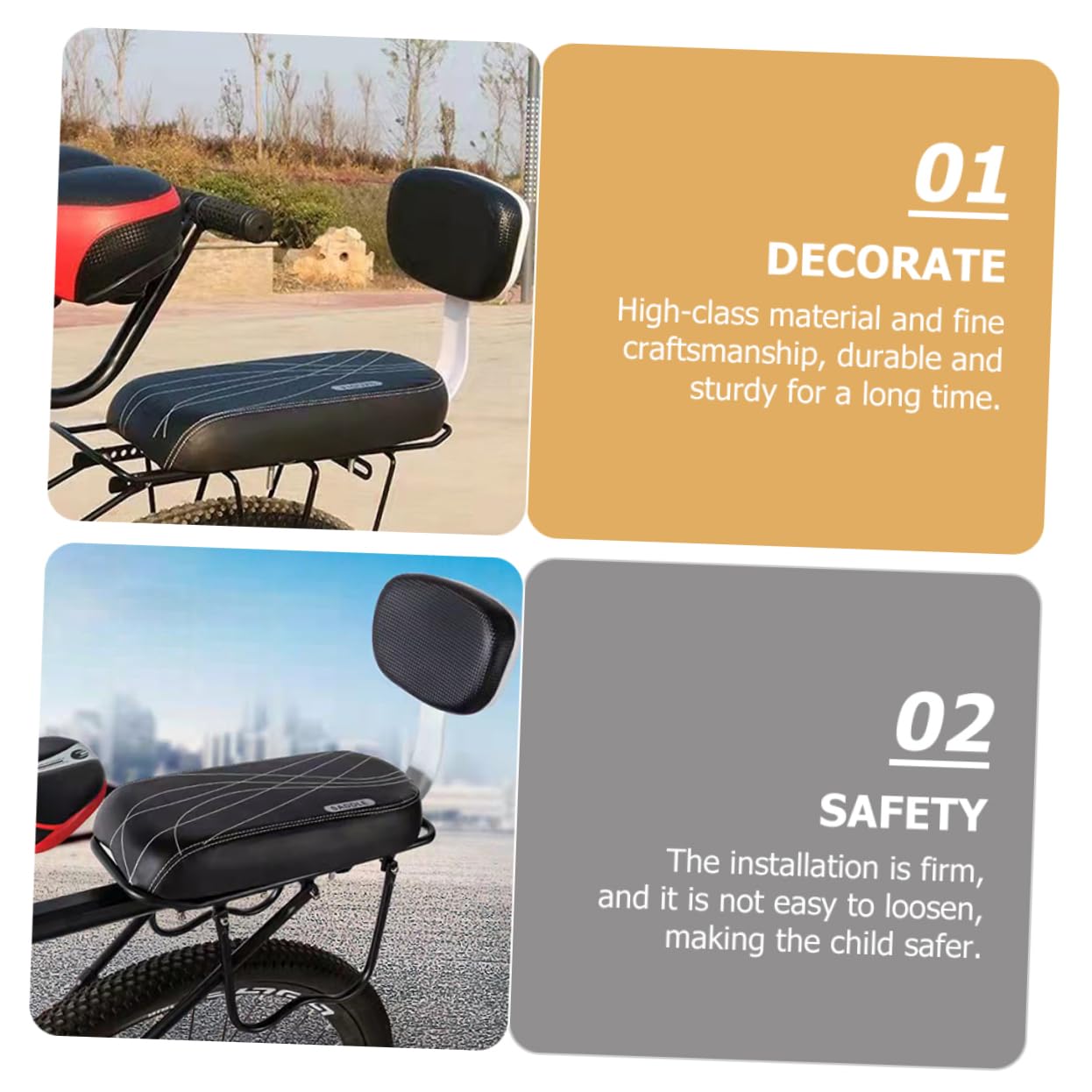 UPKOCH Asiento Trasero para Bicicleta Cojín Ergonomico y Resistente Accesorio para Niño Niña Compatible con Bicicletas De y Urbanas