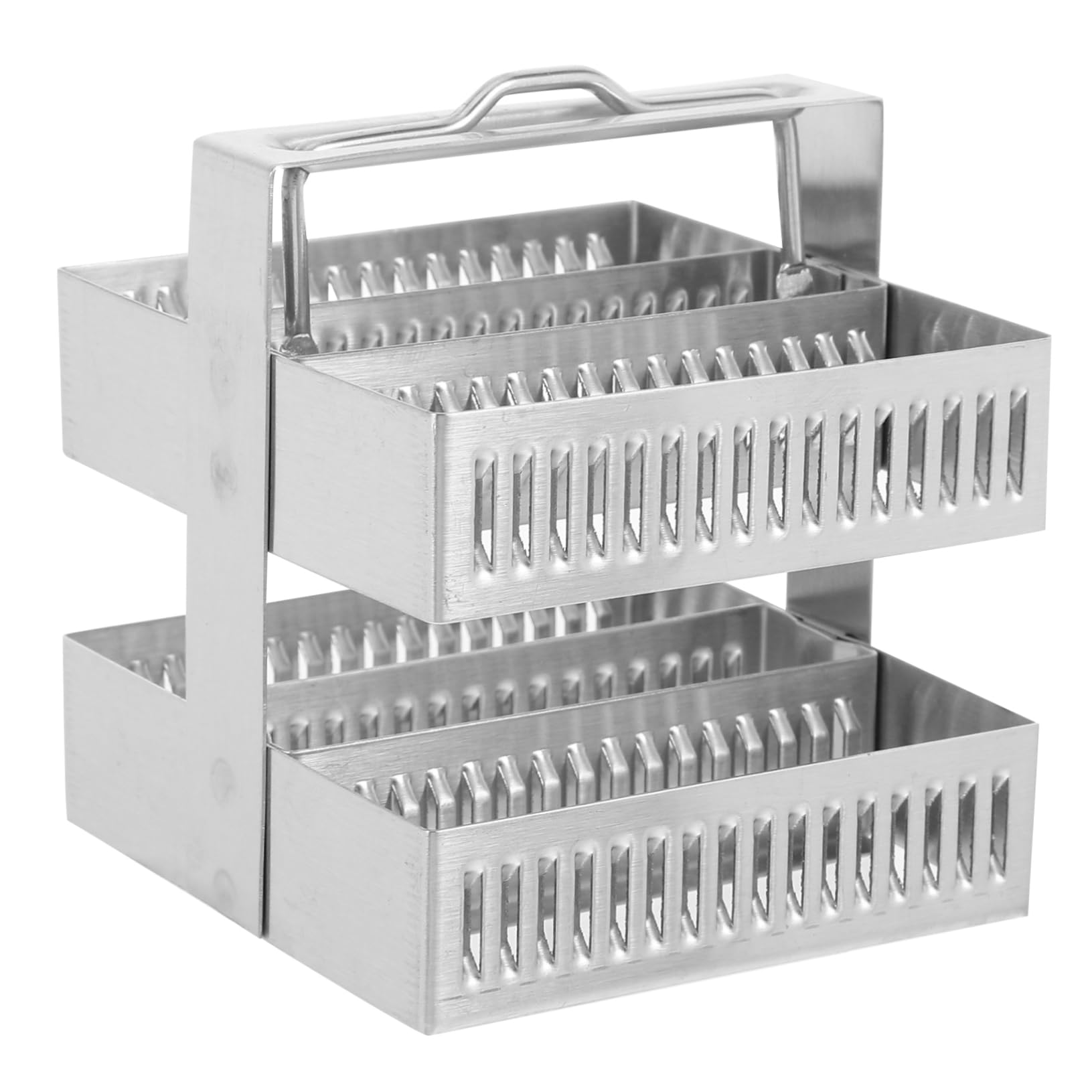 Alipis Stainless Steel Staining Rack Multi-functional Slide Holder for Lab Space-saving Microscope Accessory