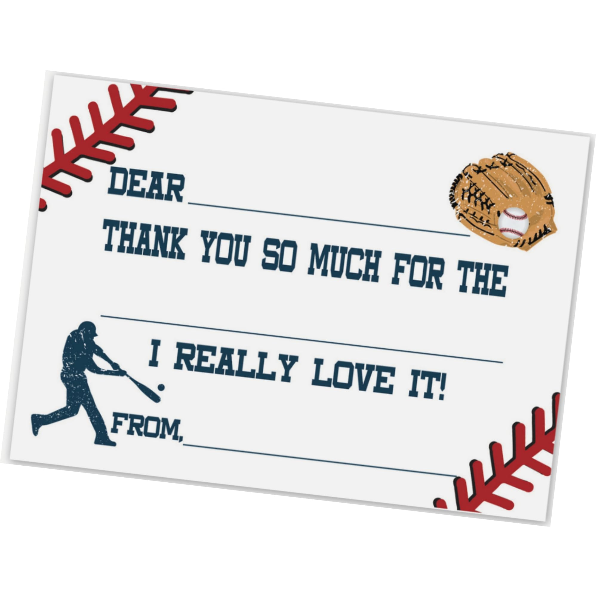 Old Blue Door Invites Baseball Fill in the Blank Thank You Cards for Boys (20 Count with Envelopes) - Baseball Party Supplies - Kids Sports Birthday Thank You Notes