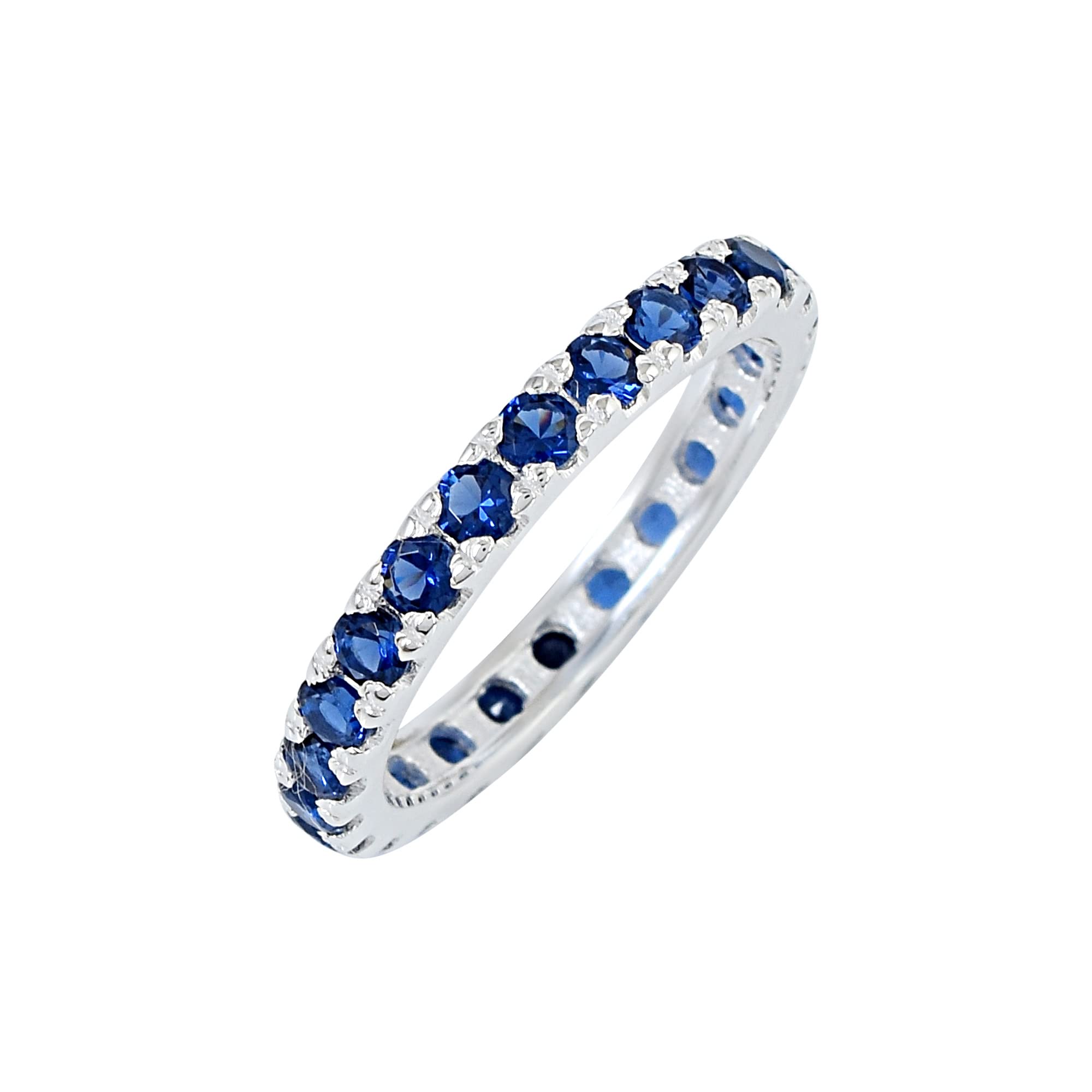 AZURFA Blue Sapphire Gemstone 925 Sterling Silver Eternity Band Ring, Perfect Valentines gift for Her, 6 Months Warranty & Authenticity Certificate -26 (B0C2JH4RBS) Amazon Price History, Amazon Price Tracker