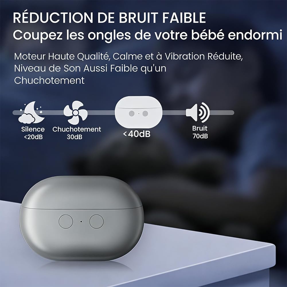 2026 Coupe Ongle Electrique pour Pieds et Main, Coupe Ongles Electrique 3 en 1 avec LED pour Ongles Durs/Épais et Finition Précise, Adulte & Senior, Silencieux et Sans Douleur (Grau)