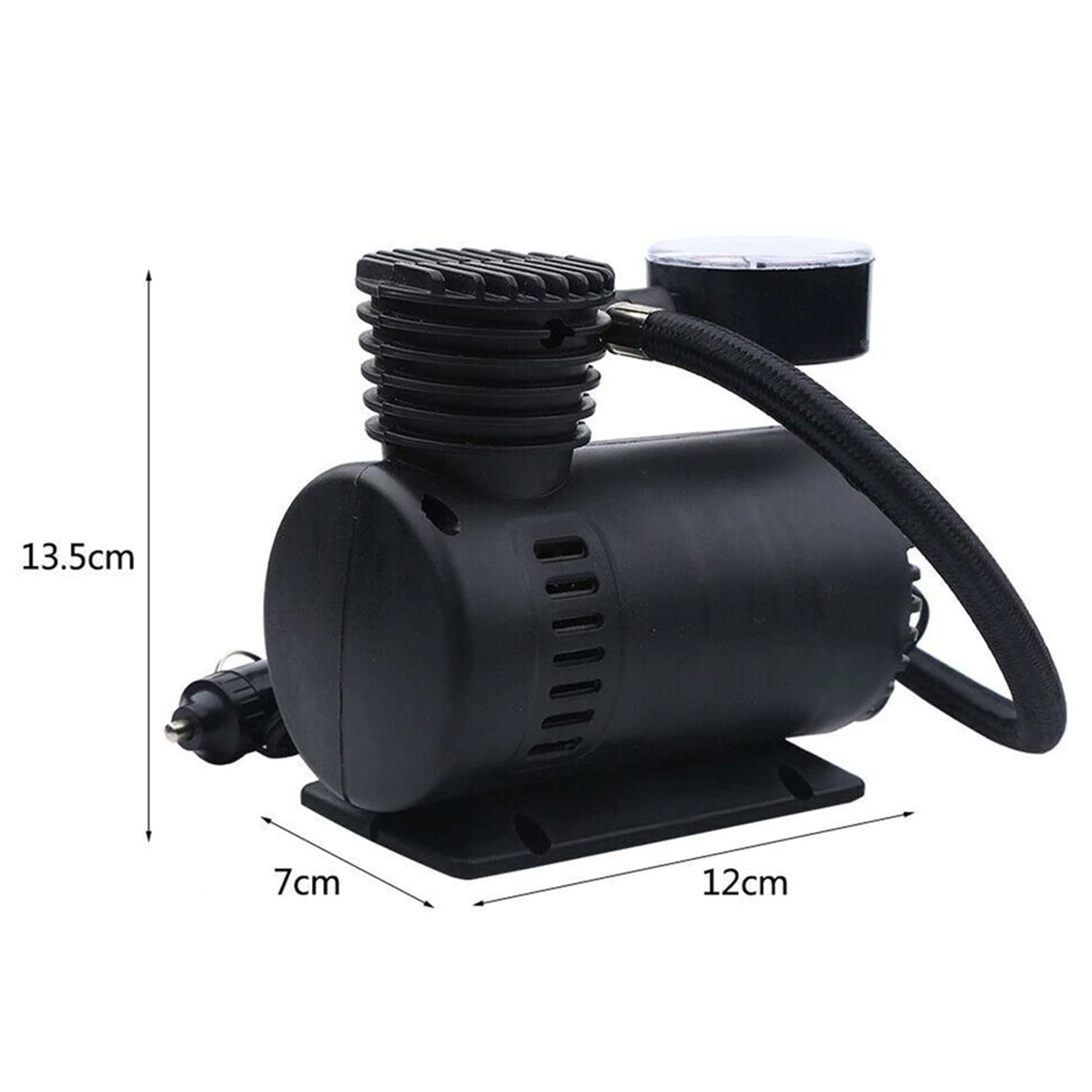 Retoo Sprężarka powietrza 12 V z 3 adapterami do wentyli, kompresor powietrza do roweru, samochodu, piłki, motocykla, poduszek powietrznych i materaców, pompka samochodowa, mini sprężarka aluminiowa