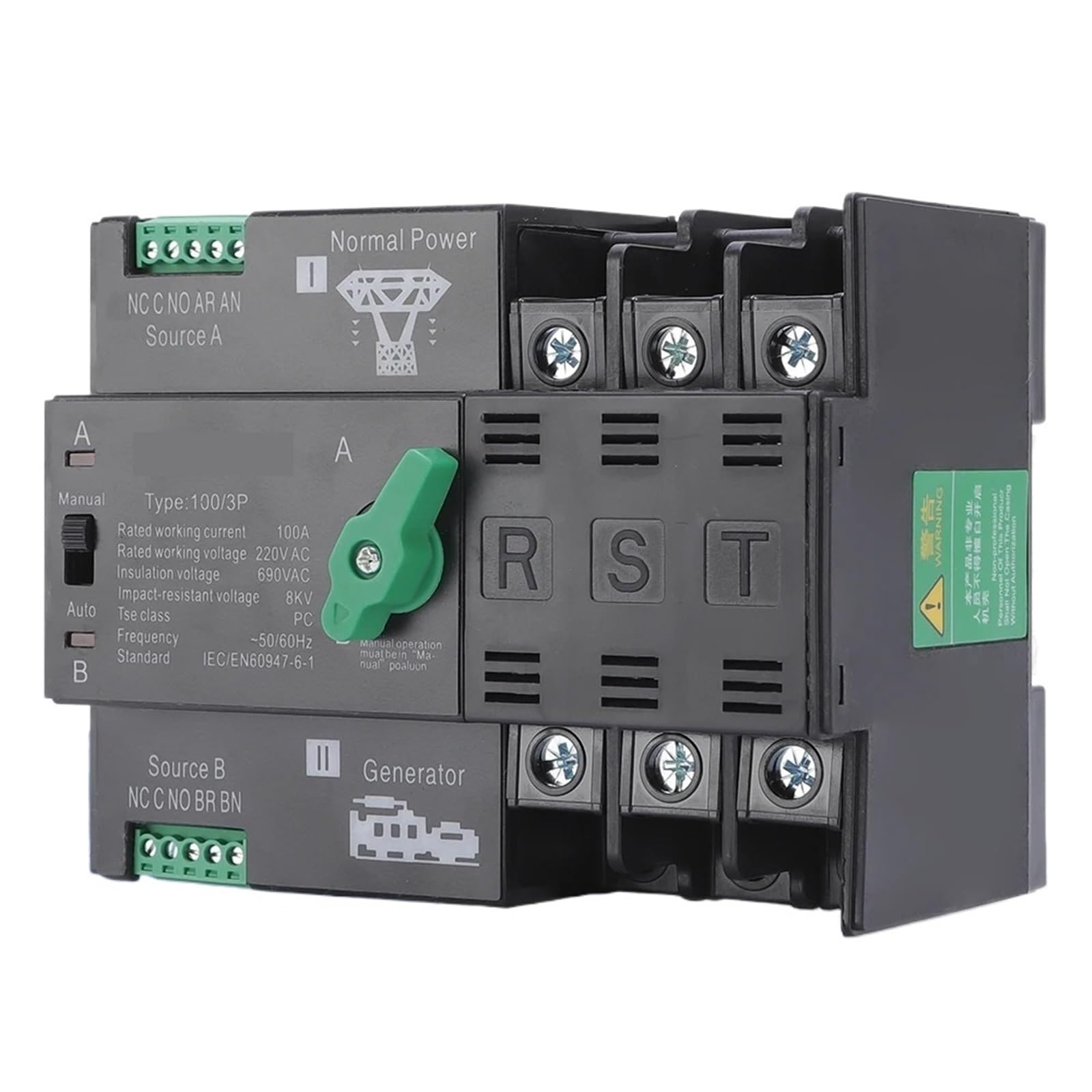 Interruttori selettori elettrici Interruttore di trasferimento automatico a doppia alimentazione Rail 2P 3P 4P Alimentazione ininterrotta 63A 100A 220V 50/60HZ