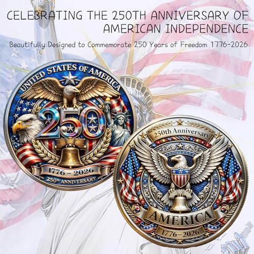 image for JinluCare USA 250th Anniversary Challenge Coins Commemorative Coin, Am