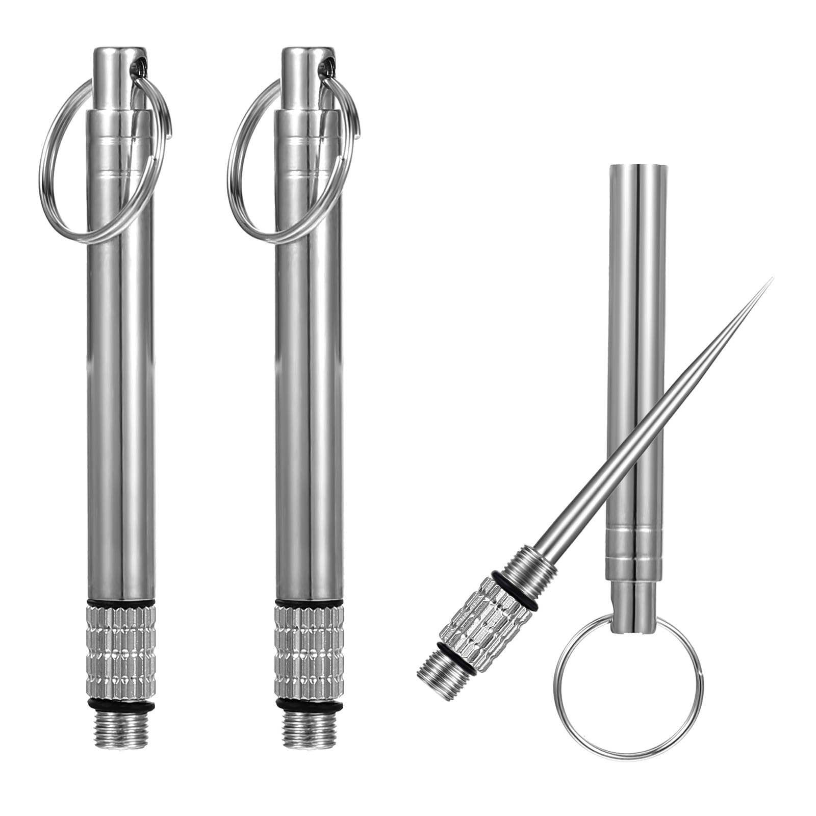 Set Stuzzicadenti In Titanio - 3 Pezzi Telescopici, Con Portachiavi, Impermeabili - Foto 14