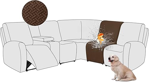 Miniatura 76 de ALIECOM Fundas 100% impermeables para sofá seccional reclinable en forma de L, funda elástica para sofá seccional reclinable de esquina, protector