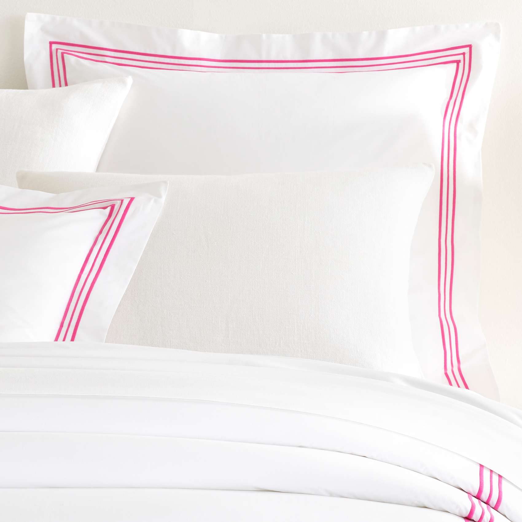 Pine Cone Hill Trio Fuchsia Duvet Sham, Euro Size, Pink Stripe Pattern