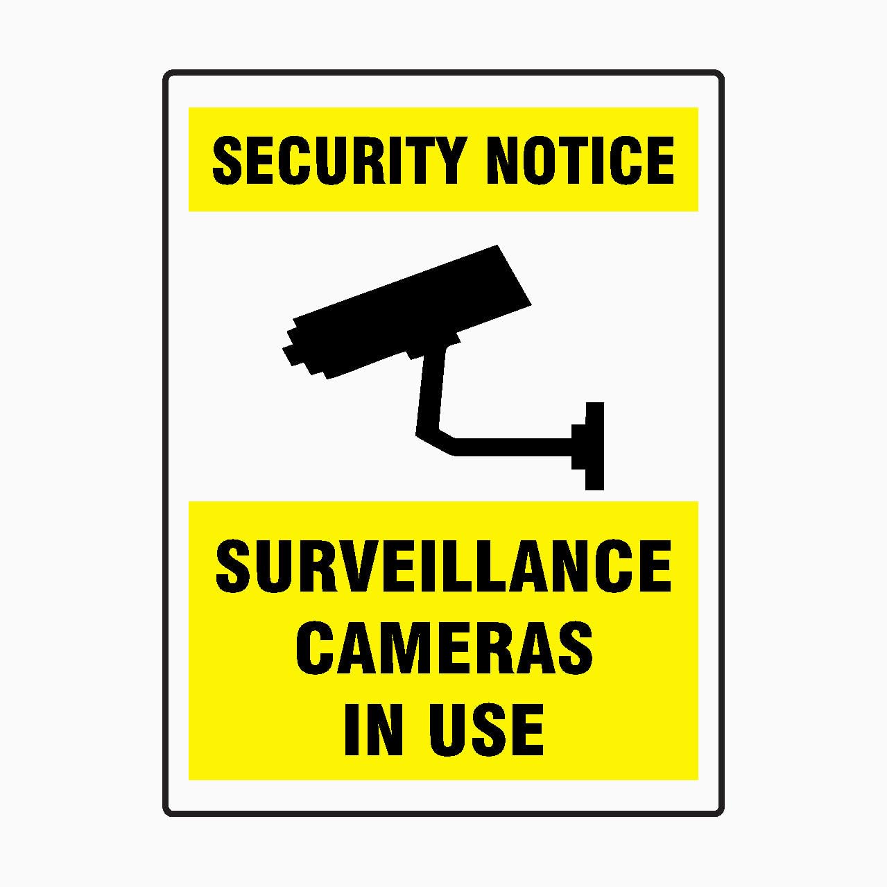 SECURITY NOTICE - SURVEILLANCE CAMERAS IN USE Sign, 12x8 Metal Tin Sign, camera surveillance reminder for premises.
