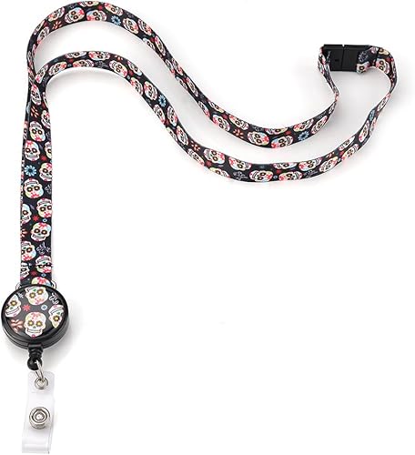 Lindo llavero con cordón de calavera, soporte para tarjetas de identificación, tarjetero para identificación de negociollaveteléfono celular, Negro -