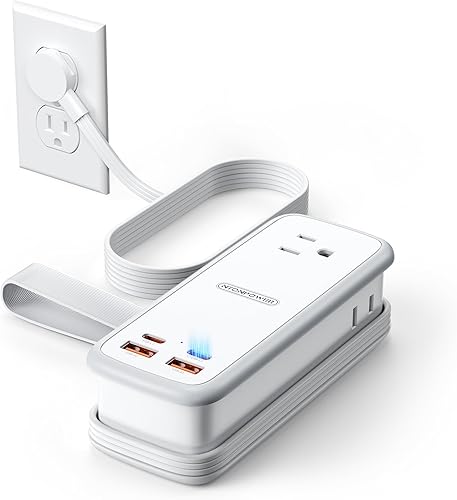 Miniatura 10 de NTONPOWER GAN Ultra Estación de Carga Rápida USB de 65W, Regleta de Energía de Viaje 7 en 1 con 3 Enchufes 4 USB (2 USB C), Cable de Extensión de 4