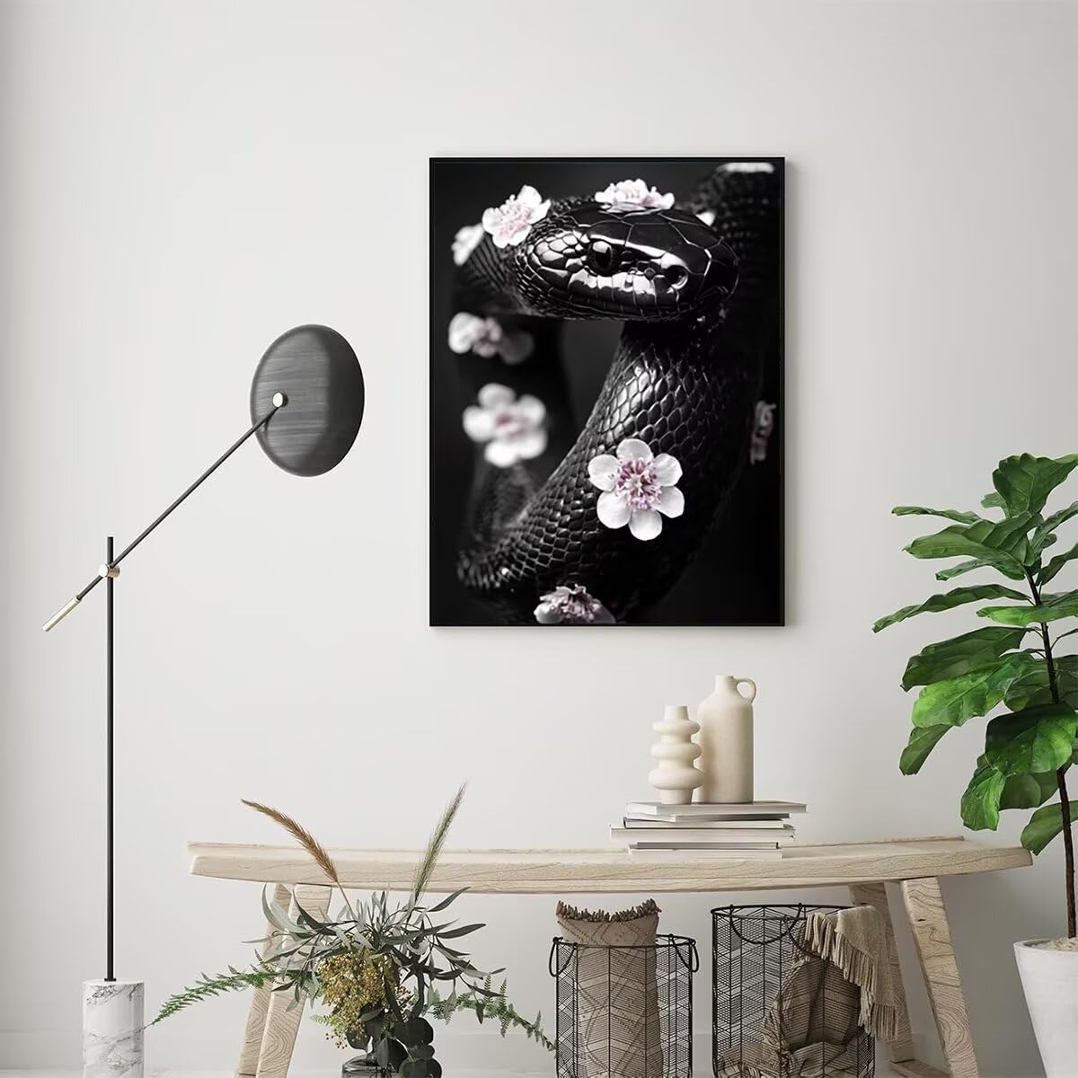 Dipingere con i Numeri Serpente, Paint by Numbers Adulti Fiore, Fai da te Creativi Adulti Quadri da Dipingere Numerati Kit per Decorazione Della Parete di Casa, Regalo 80x110 cm Senza Cornice R5-0