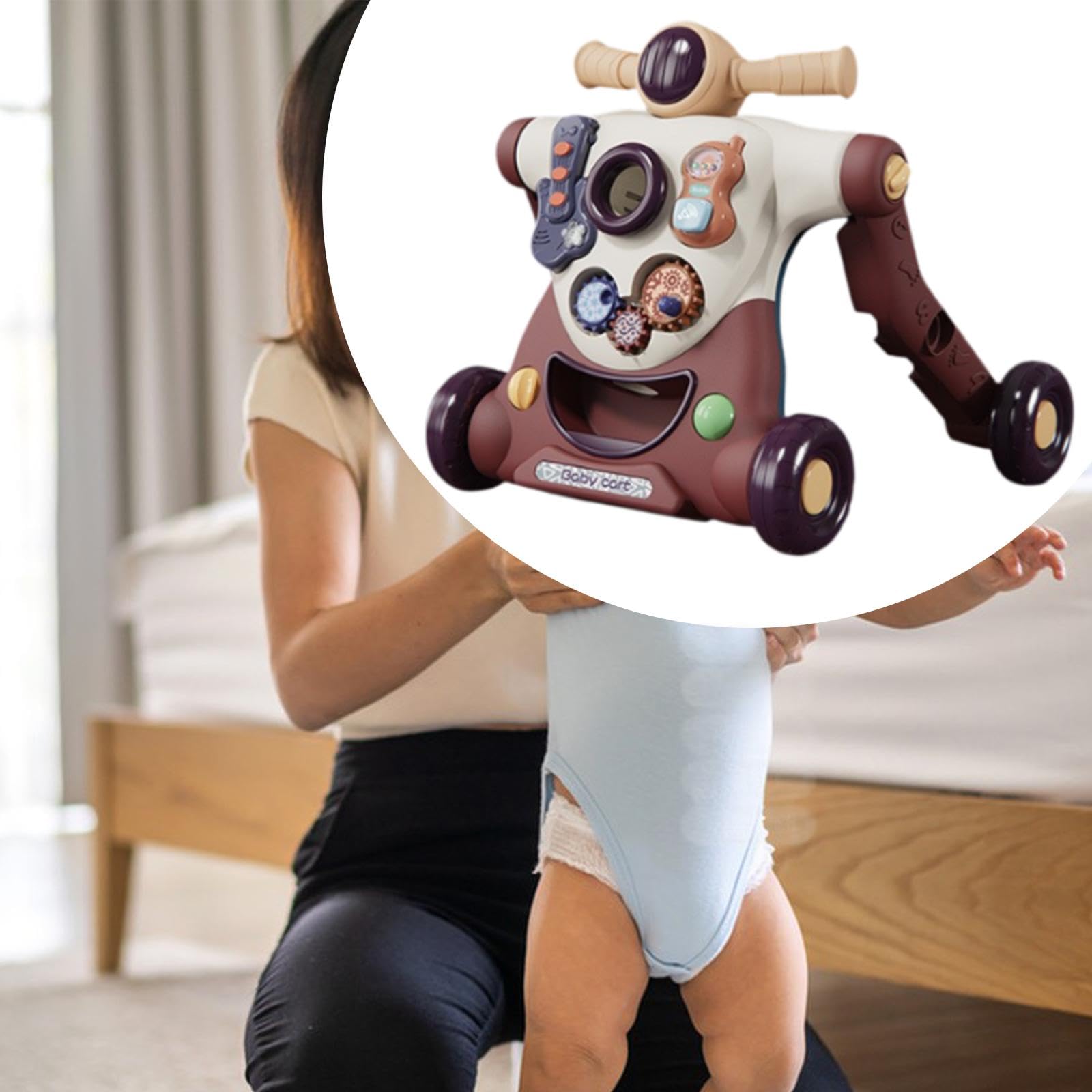 Multifunktionales Rutschauto für Kleinkinder, interaktives Lernspielzeug, Braun