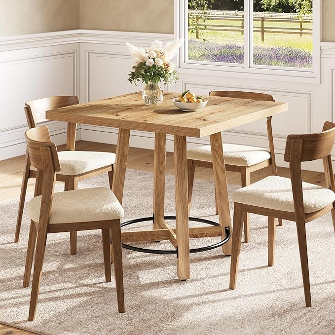 Tribesigns Moderno tavolo da pranzo Quadrato da cucina per piccoli spazi、Perfetto(パーフェット) 2~4人用、スタイル メディオ センチュリー、モダン/クチーナ エ サラ ダ プランツォ、マローネ エ ネロ