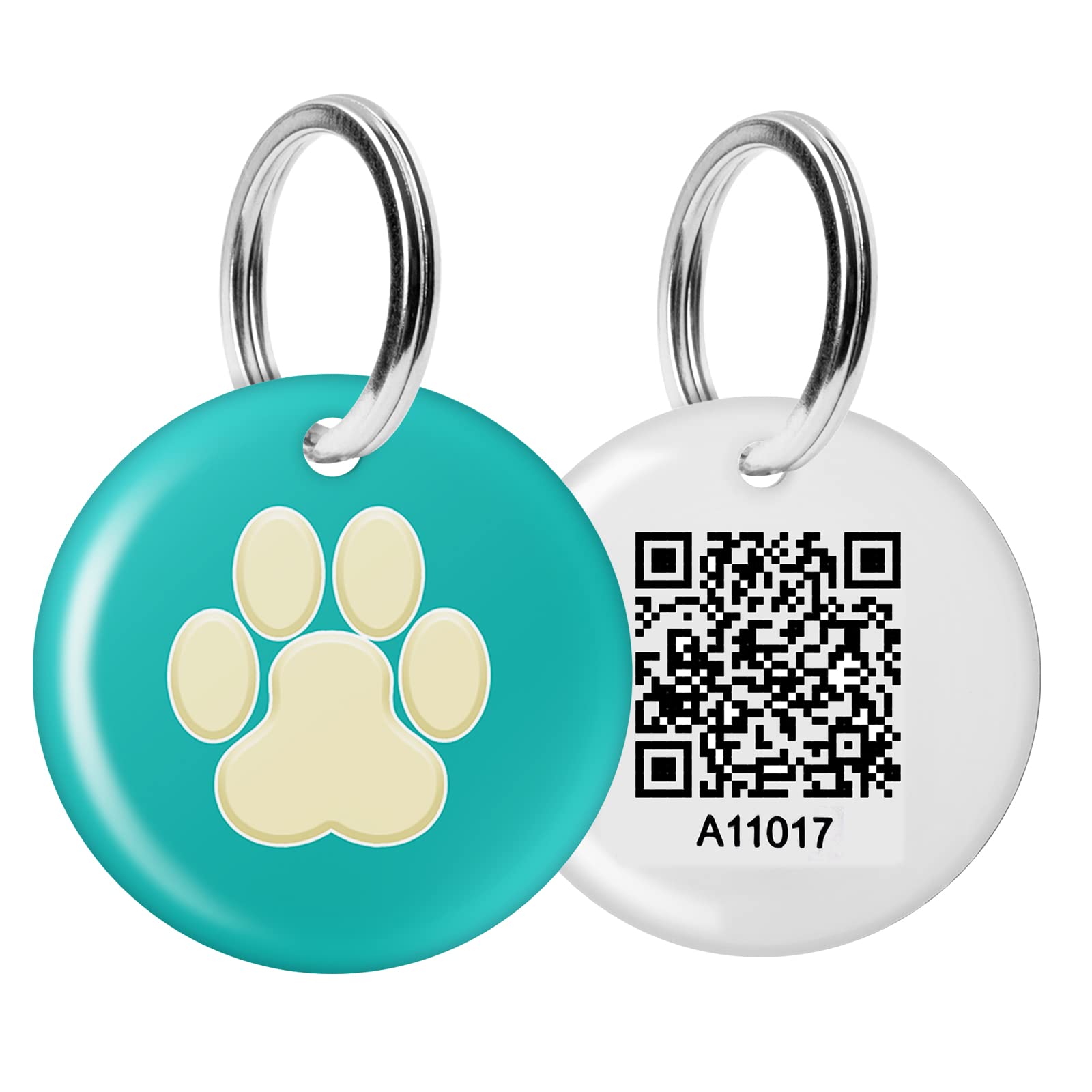 Photo 1 of 2 BUNDLED ITEMS - Anzir QR Code Dog Tags Custom for Pets, Dog Name Tag Personalized for Pets GPS Pet Id Tag Scannable QR Pet Tags for Location Cat Id Tag & Dog Id Tag with Online Profile (Dog paw-Yellow Green); AND, 66% Pets Stainless Steel Food Bowl Pet