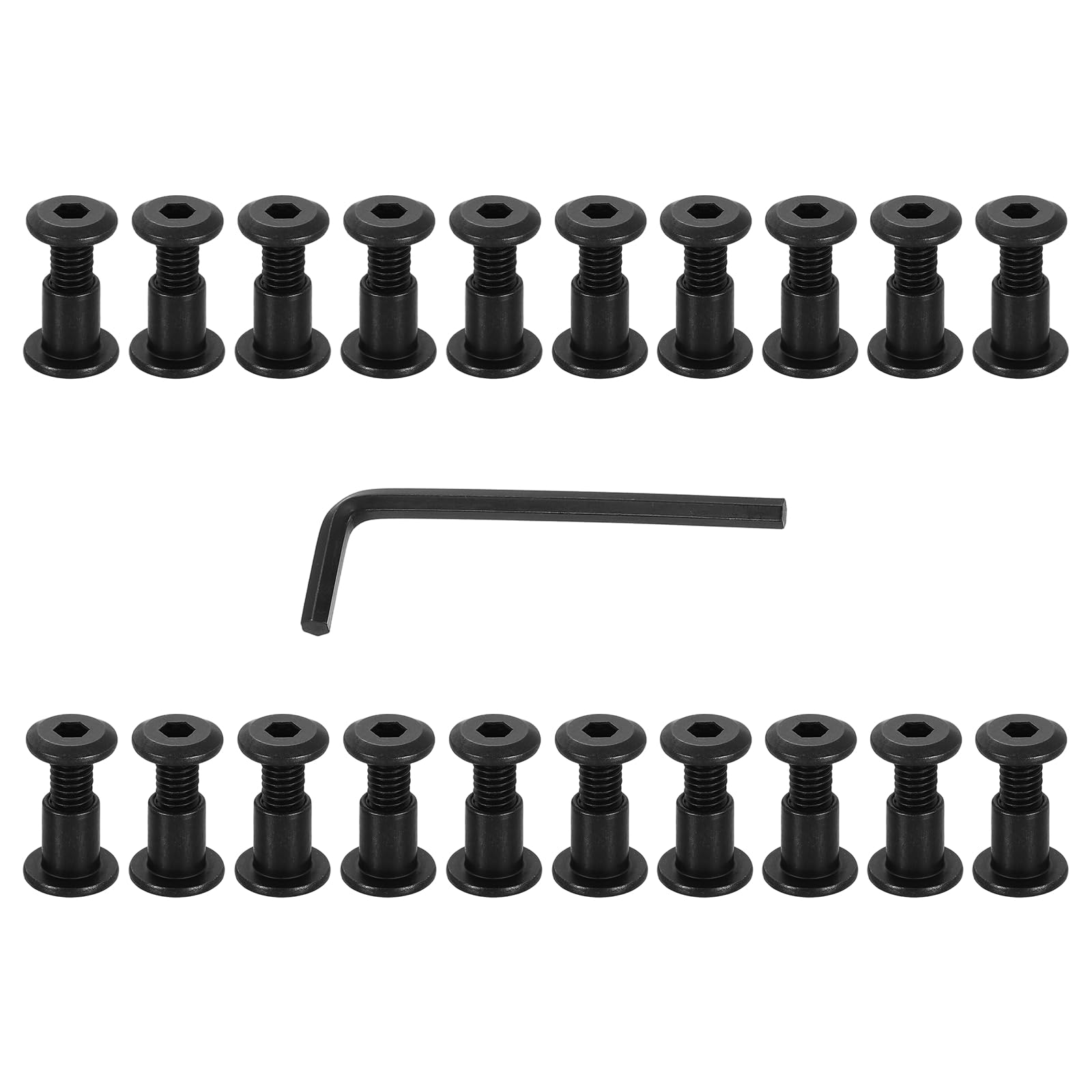 PATIKIL M6x16mm Male Hex Chicago Screws, 20Pcs Carbon Steel Metric Hex Drive Socket Cap Binding Post Screw Posts for Scrapbook Leather Belt Album Furniture, Black(Female 8x10mm)