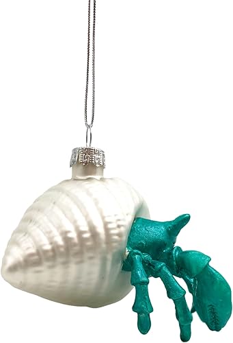 Miniatura 6 de Figura de cangrejo ermitaño de cristal para árbol Navidad en la playa vacaciones náuticas o decoraciones durante todo el año 6 pulgadas de alto