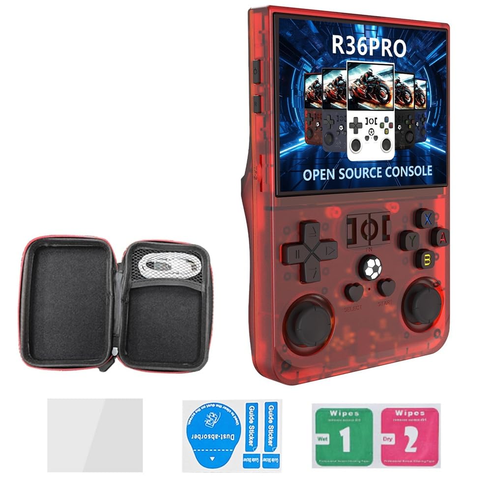 Sirxlevcy Consola de Juegos Retro Portátil R36PRO de 128 GB y Pantalla HD de 3,5 Pulgadas, Reproductor de Vídeo Portátil de Bolsillo Compatible con para Más de 30 Emuladores e