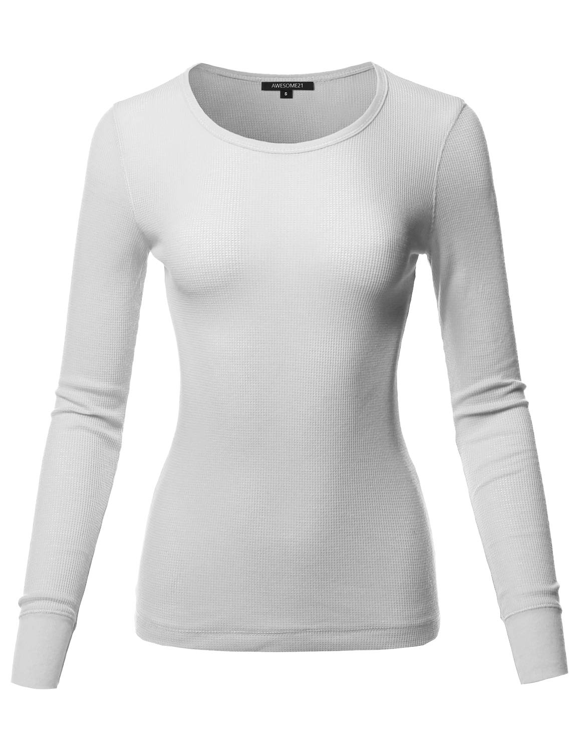 Made by Emma Women's Casual Solid Basic Crew Neck Long Sleeves Thermal Top