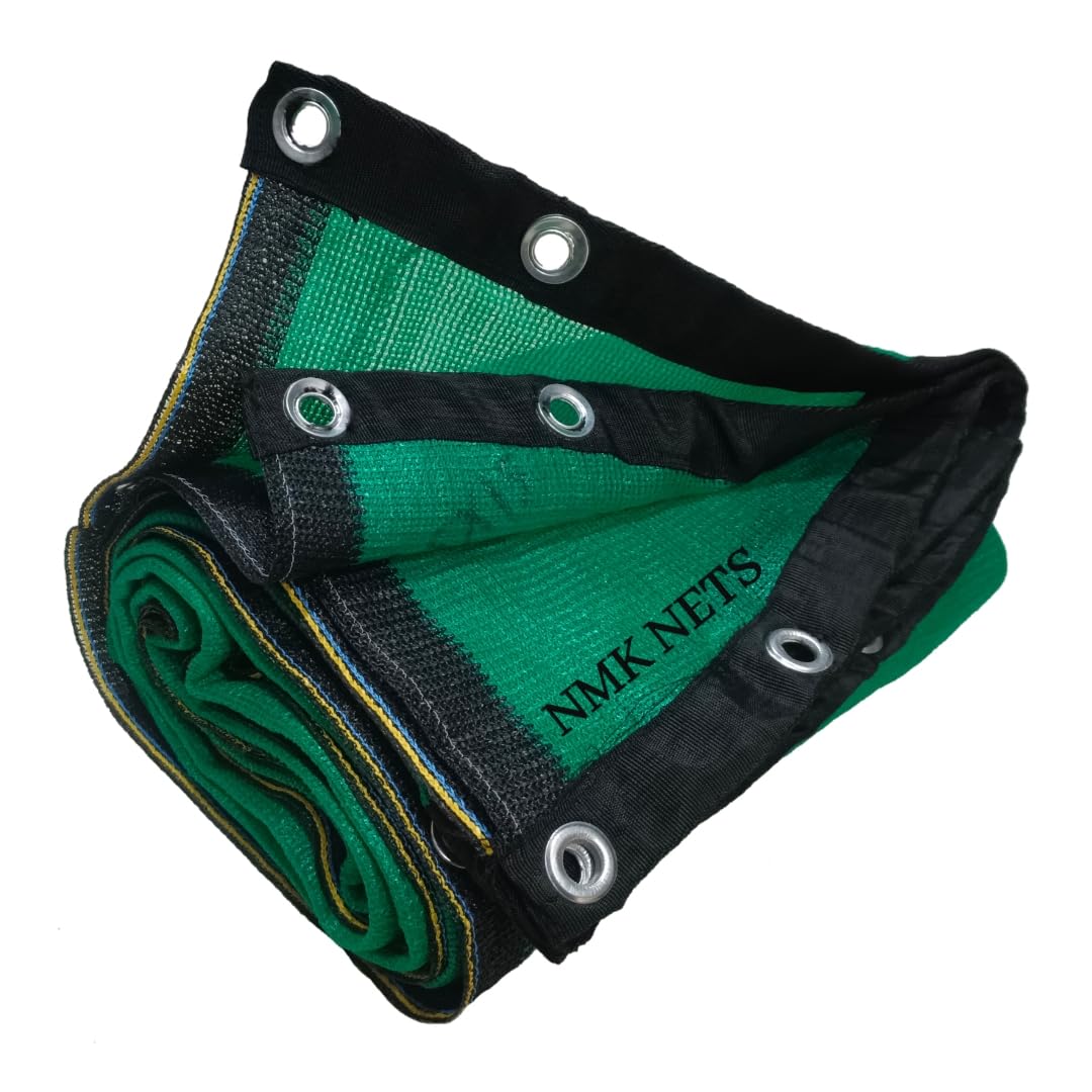 NMK NETS Shade Net 75% UV Protected for terrece Garden, Green House, Balcony and Gardening with All Four Side Eyelets (5 ft x 10 ft / 1.5 m x 3 m, Green)