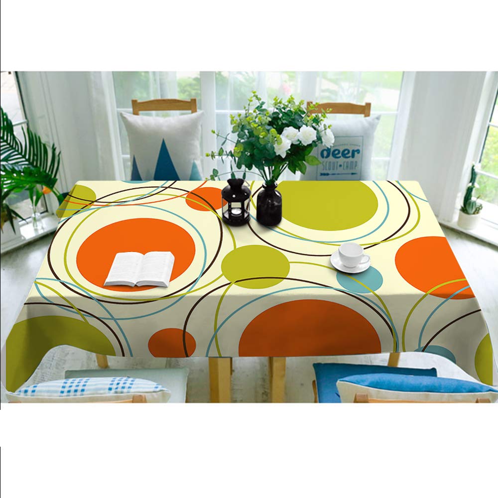 AOYEGO Retro Tischdecke – 152x213 Cm, Polyester, Geometrisches Orbits-Muster