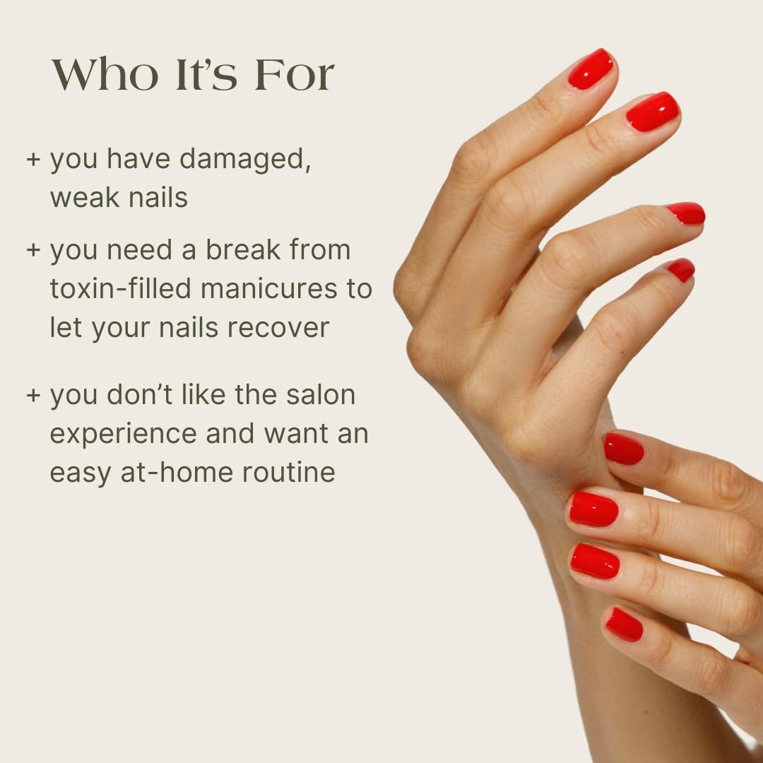Botanist Nail Rescue Kit | Nail Strengthening Polish + Growth Serum | Grow and Strengthen Nails Damaged from Acrylics, Dip, and Gel Manicures | Non-Toxic, 84% Plant Based, 21-Free & Vegan (Poppy Red)