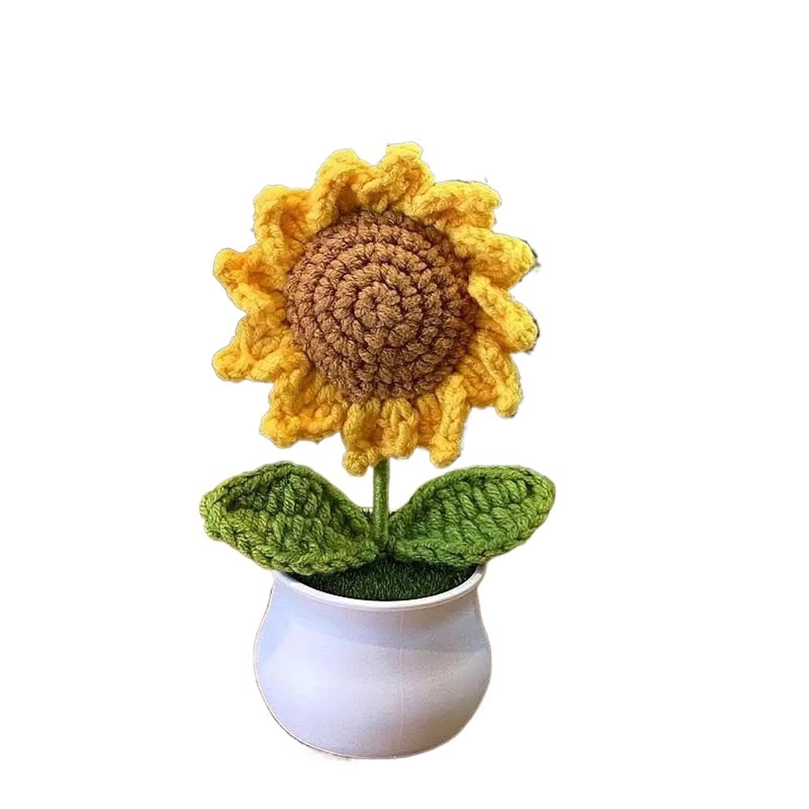 ZHSOAO Hand Woven Lily Valley Potted Home Decoration Knitted Simulated Flower Sunflower Bouquet for Weddings Birthdays(Color1)