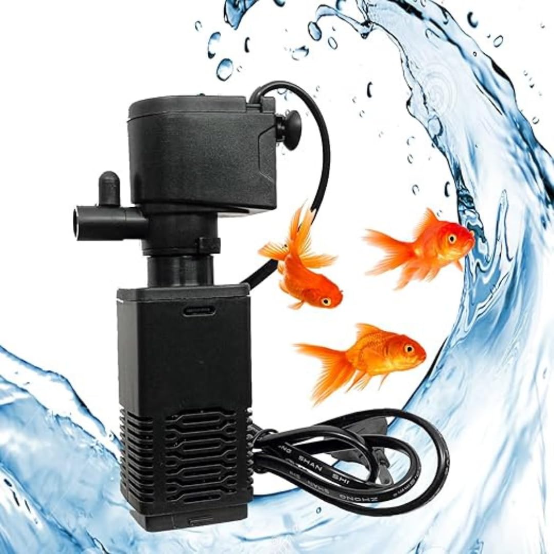 KSH STORE - Aquarium Filter Pump 3 in 1 High Power Oxygen Filtration System Low Power Consumption Aquarium Internal Filter -4W-400L/H Suitable for 10-40 litre Aquarium Fish Tank