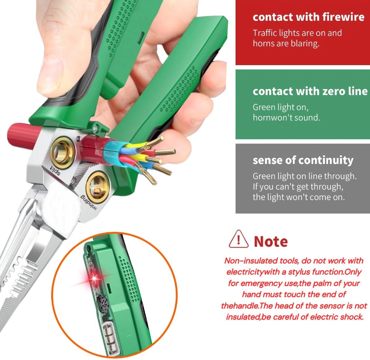 8 In 1 Wire Stripper, Wire Stripper and Crimping Tool, Rechargeable Folding Stylus Screwdriver Function Portable Multi-Function Electric Wire Strippers (Green)