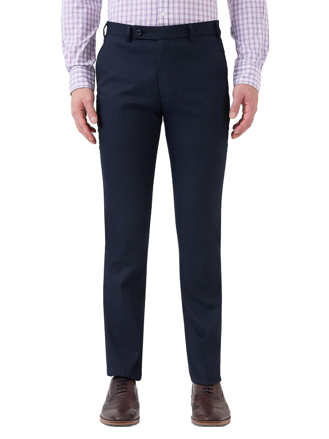 park avenue Men Super Slim Fit Structure Pattern Poly Viscose Blend Flat Front Formal Trouser-picture-28